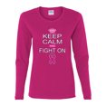 thumbnail image 2 of Wild Bobby Keep Calm and Fight On Breast Cancer Awareness Women Graphic Long Sleeve T-Shirt, Fuschia, X-Large, 2 of 6