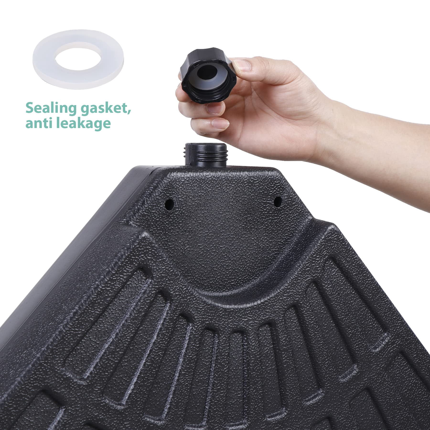 SUPER DEAL 4 Piece Cantilever Offset Patio Umbrella Base, Heavy Duty Outdoor Round Umbrella Stand with Easy Carry Handles Water or Sand Filled for Garden, Backyard and Poolside Black