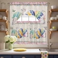 thumbnail image 3 of Easter Colored Eggs Swag Curtains Valance & Tier Set, Rabbit Pink Plaid Vintage Linen Spring 3 Pcs Set Kitchen Swag Valances and Tiers 36 Inch Length Rod Pocket Curtain Drapes for Bedroom, 3 of 9