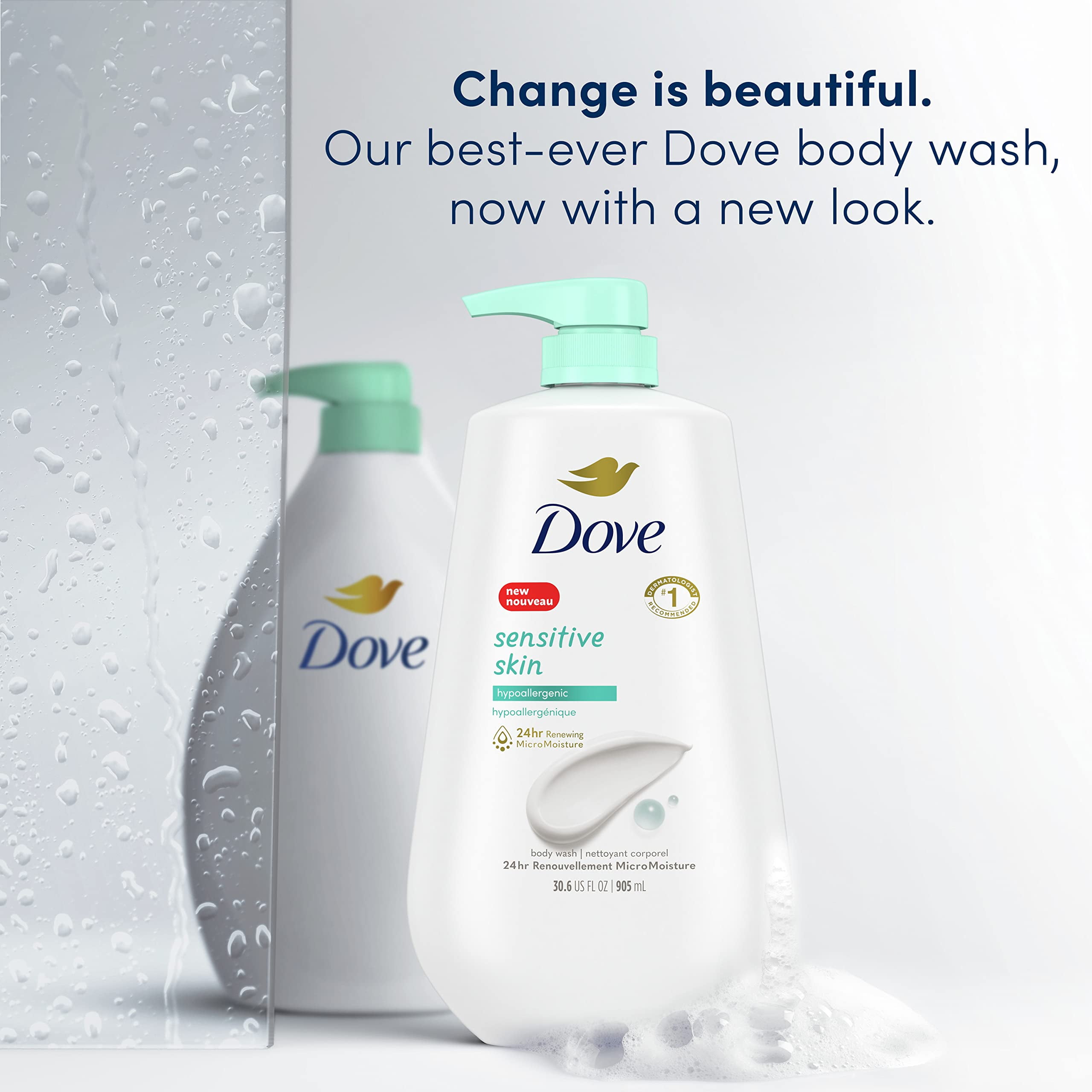 Dove Body Wash With Pump Sensitive Skin 3 Count Hypoallergenic, Paraben-Free, Sulfate-Free, Cruelty-Free, Moisturizing Skin Cleanser Effectively Washes Away Bacteria While Nourishing Skin 30.6 fl oz