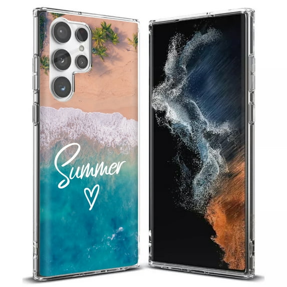 TalkingCase Slim Phone Case Compatible for Samsung Galaxy S22 Ultra 5G, Summer Beach Print, Thin Light, Flexible, Soft, USA