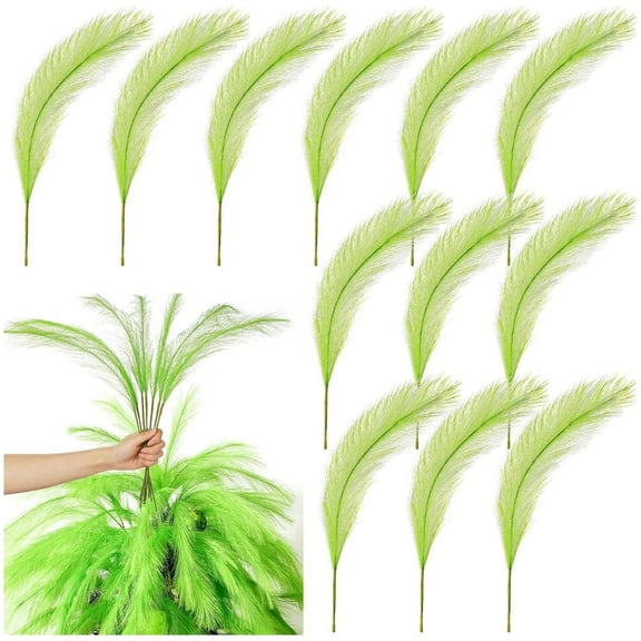 Topboutique Faux Reed Grass Decor 20 Pcs 17 in Christmas Tree Topper Xmas Tree Artificial Picks Artificial Grass Fluffy Picks Christmas Ornaments for Wedding Party Home Decor,Green