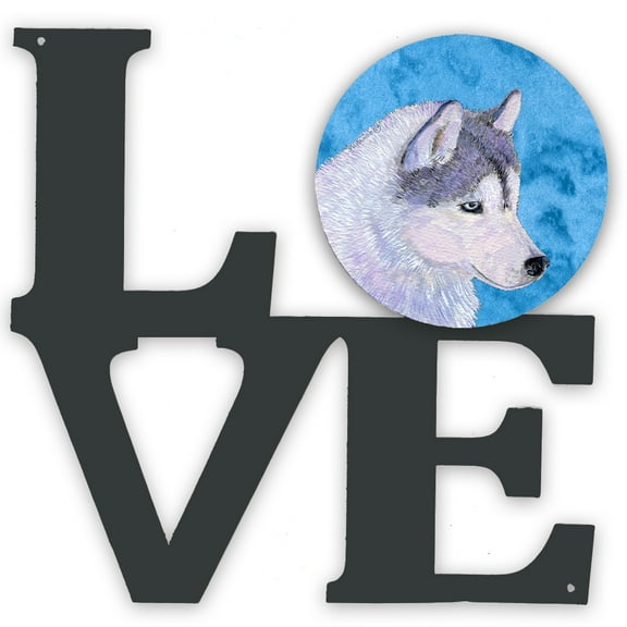 Blue Siberian Husky Metal Wall Artwork LOVE