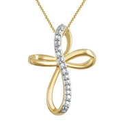 Gorgeous 0.24 Carat Diamond Accent Criss Cross Hoop Necklace In 14K Yellow Gold Plated