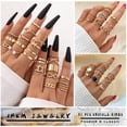 thumbnail image 2 of Set de anillos para nudillos IFKM Gold Vintage apilables para mujer, 2 of 8