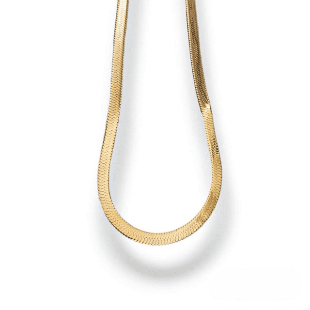 Gargantilla Cadena Oro Chapa 18k Piel de Serpiente Plana Collar Acero Inoxidable