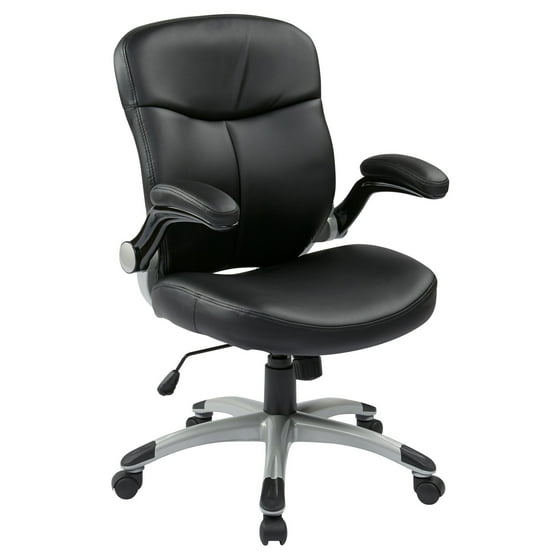 Executive Mid Back Bonded Leather Chair With Adjustable Padded Flip Executive Mid Back Bonded Leather Chair With Adjustable Padded Flip Arms