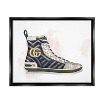 Stupell Industries Fashion Forward Pleated Sneaker Designer Glam Style Jet Black Framed Floating Canvas Wall Art, 16x20, by Ziwei Li