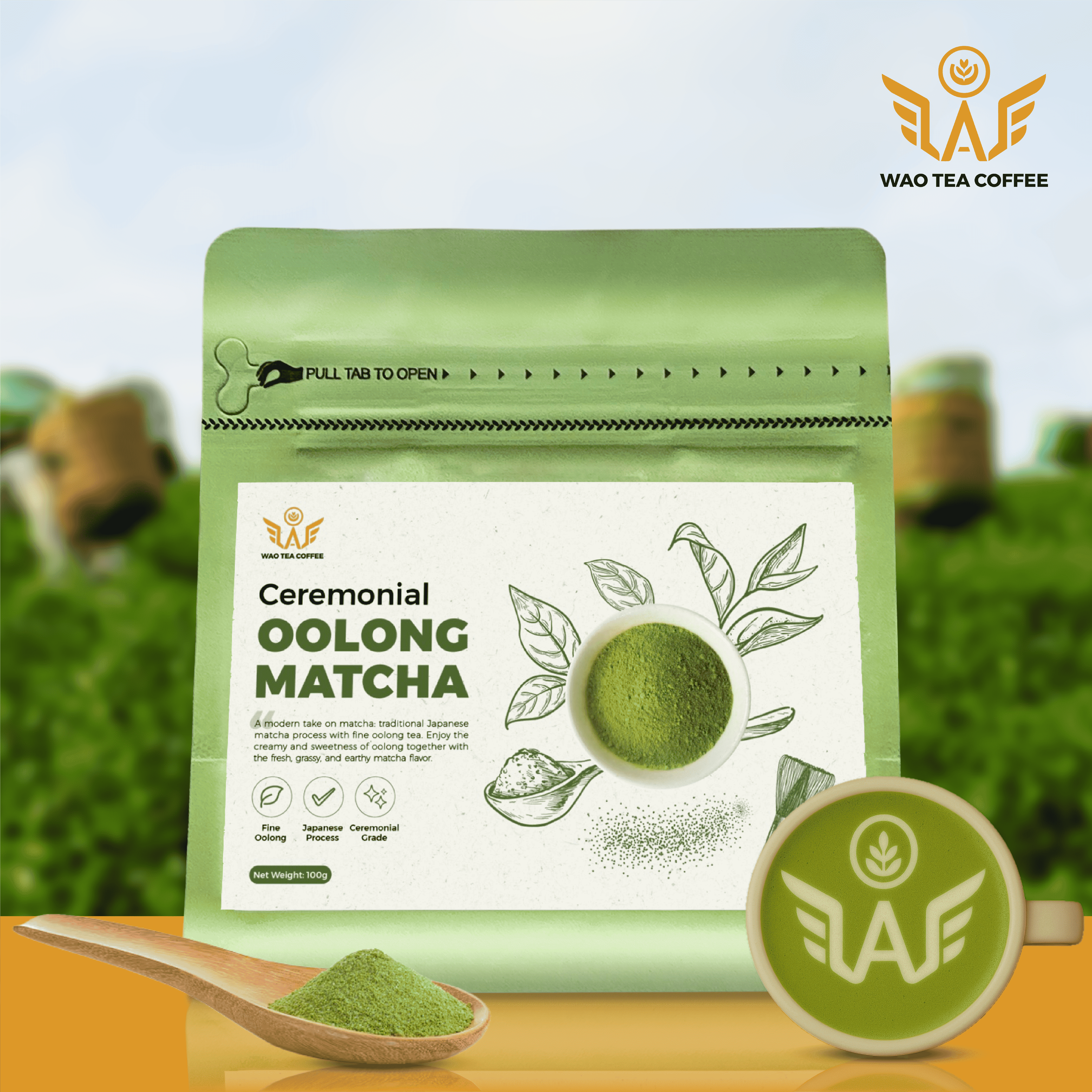 Ceremonial Oolong Matcha Powder, Premium Loose Leaf, Smooth & Floral, 100g