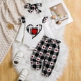 thumbnail image 2 of Duqingm Newborn Baby Girl Clothes Heart Outfit Ruffle Romper Tops Pants Outfit Fall Winter Clothing (White,12-18 Months), 2 of 7