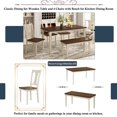 thumbnail image 3 of Classic 6-Piece Dining Set Wooden Table and 4 Chairs with Bench for Kitchen Dining Room (Brown+Cottage White) My Lux Decor Round, 3 of 6