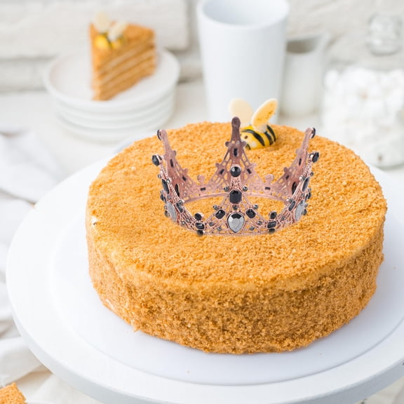 LOLIPPYY Elegant Black Cake Crown Ornament Durable Cake Topper for Wedding Decorations