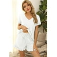 thumbnail image 1 of Women's Pajama Set Sleepwear V-Neck Short Sleeve with Ruffle Shorts Nightwear, 1 of 4