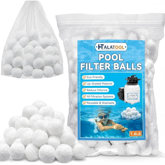 Halatool 1.6 lbs Pool Filter Balls for Sand Filters- Reusable High-Efficiency Filtration Media, Replace 57 lbs Pool Filter Sand, Innovative Swimming Materials Suitable for Aquarium Tank