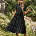 thumbnail image 5 of SELONE Boho Dress for Women Summer Casual Short Sleeve Fashion Round Neck Solid Leisure Vacation Midi Dresses for Women Plus Size Dress for Women for Everyday Wear Beach Vacation Black XL, 5 of 7