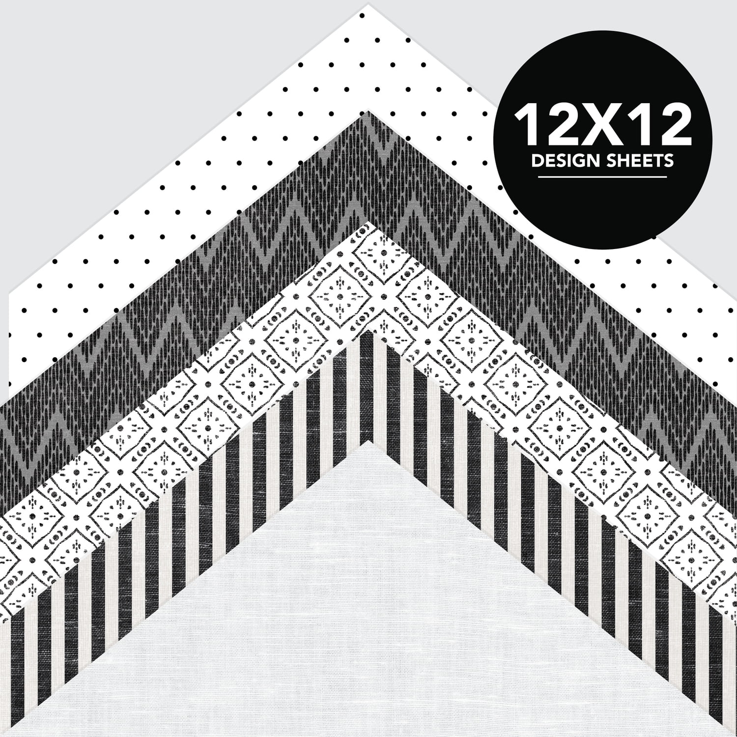 Roobee by Mara Mi Black and White Printed Scrapbook Paper, 50 Sheets, 25 Designs