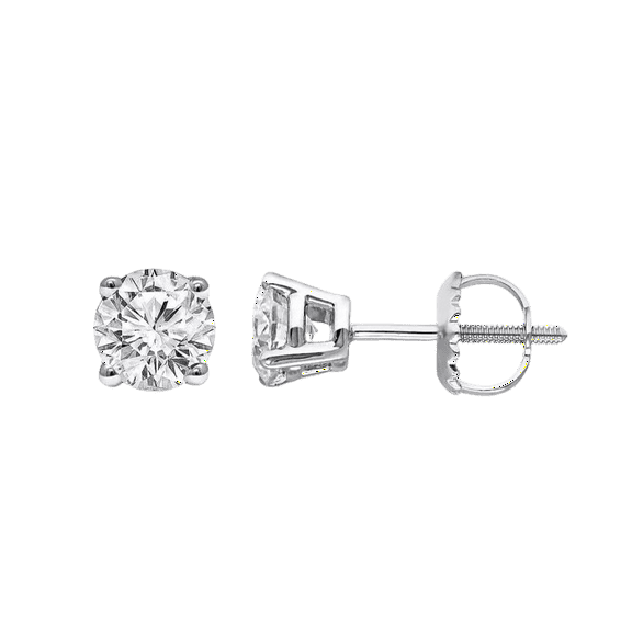 1.5 Ct Round Cut VS1/D Lab Grown Real Diamond Solid 14k White Gold Stud Earrings