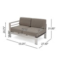 thumbnail image 6 of GDF Studio Crested Bay Outdoor Aluminum 11 Seater Sectional Sofa Set with Ottoman, Silver and Khaki, 6 of 13