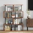 thumbnail image 3 of 5 Tier Bookshelf, S Shaped Geometric Bookcase, Narrow Freestanding Display Shelves, Modern Wood Decorative Storage Shelving Rack for Bedroom, Living Room, Home Office, Rustic Brown, 3 of 6