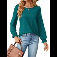 thumbnail image 3 of Camisas de Larga Abullonada para Mujer, Blusas Casuales, Blusas Elegantes, Túnicas, Moda de Otoño 2025, Conjuntos Holgados de Moda Azul Pavo Real M, 3 of 10