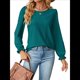 thumbnail image 3 of Camisas de Larga Abullonada para Mujer, Blusas Casuales, Blusas Elegantes, Túnicas, Moda de Otoño 2025, Conjuntos Holgados de Moda Azul Pavo Real M, 3 of 10