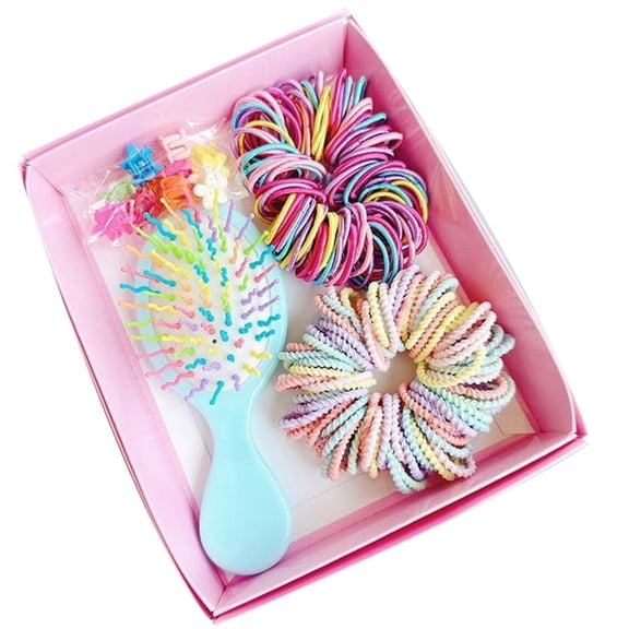 Weflink Elastic Hair Ties Barrettes Comb Hair Styling Set For Kids With Colorful Design For School Girl Everyday Hairstyles