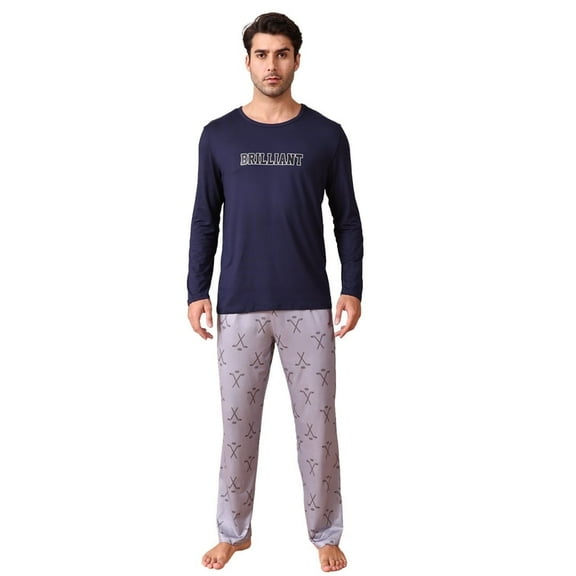 New men's pajama set - long-sleeved long pants for casual home wear