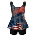 thumbnail image 5 of Zhden Womens Tankini Swimsuits with Shorts American Flag Graphic Two-Piece Tankini Swimsuits Tummy Control Tankini Swimsuits(Z01-Navy,S), 5 of 5