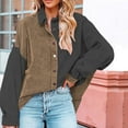 thumbnail image 2 of BLVB Womens Casual Button down Shirt Trendy Color Block Long Sleeve Blouse Tops Loose Fit Ladies Jackets Fall Clothes, 2 of 9