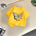 thumbnail image 4 of Landzoo Toddler Boys Girls T-Shirt Butterfly Print Short Sleeve Crew Neck Tops Summer Casual Girls Tees Size 12-14 Years Yellow, 4 of 5
