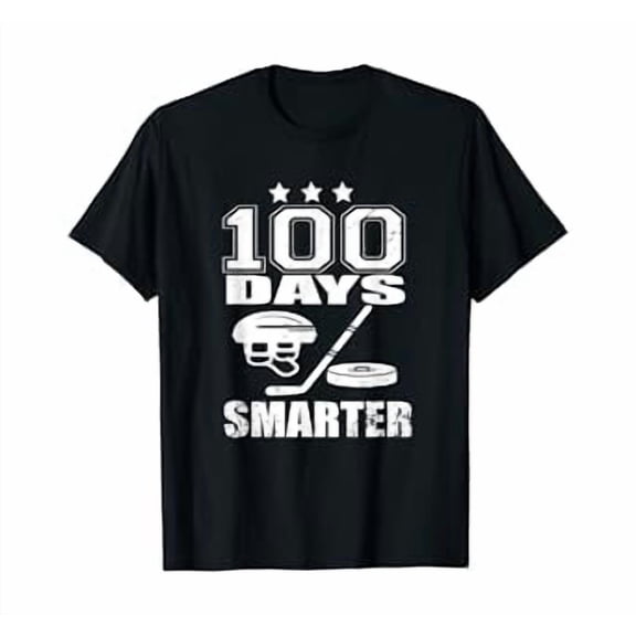100 Days Smarter Hockey Sports 100th Day Of School Teacher T-Shirt