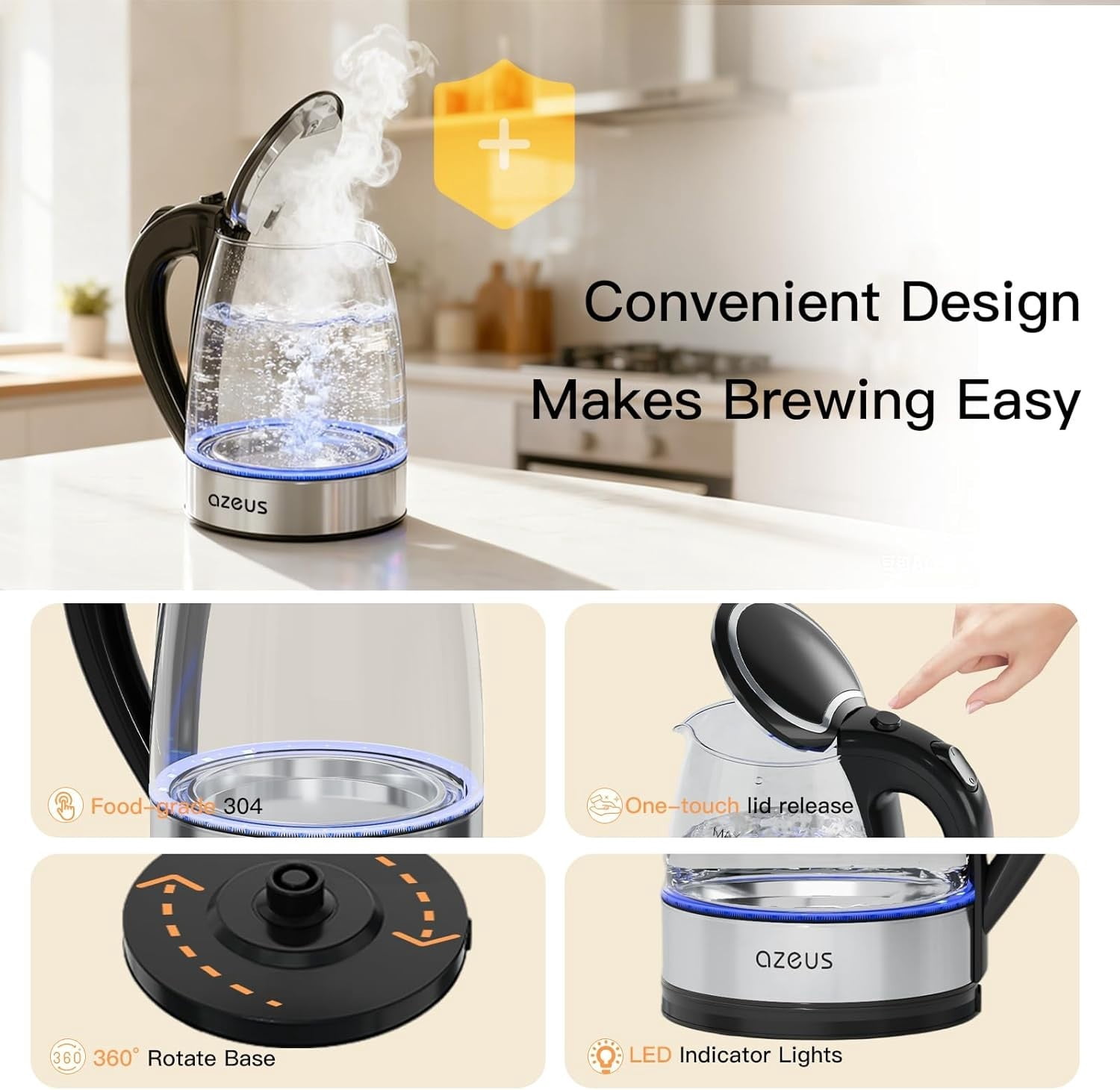 1.8L Electric Water Kettle - Rapid Boiling, Auto Shut-Off, Stylish Steel Design