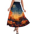 thumbnail image 6 of Womens Casual Elastic Waist Drawstring Midi Skirt Halloween Print Vacation Style A Line Flared Skirt With Pockets, 6 of 6