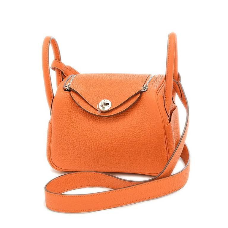 Hermes Lindy Mini Clemence Bag Orange For Women, Women's Handbags
