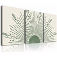 thumbnail image 2 of Sage Green Boho Sun Wall Art Set of 3, Framed Canvas Wall Art Sun Rising on the Horizon Geometric Nature Illustrations Line Art Wall, Mid-Century Modern Prints Sage Green Wall Decor for Living, 2 of 6