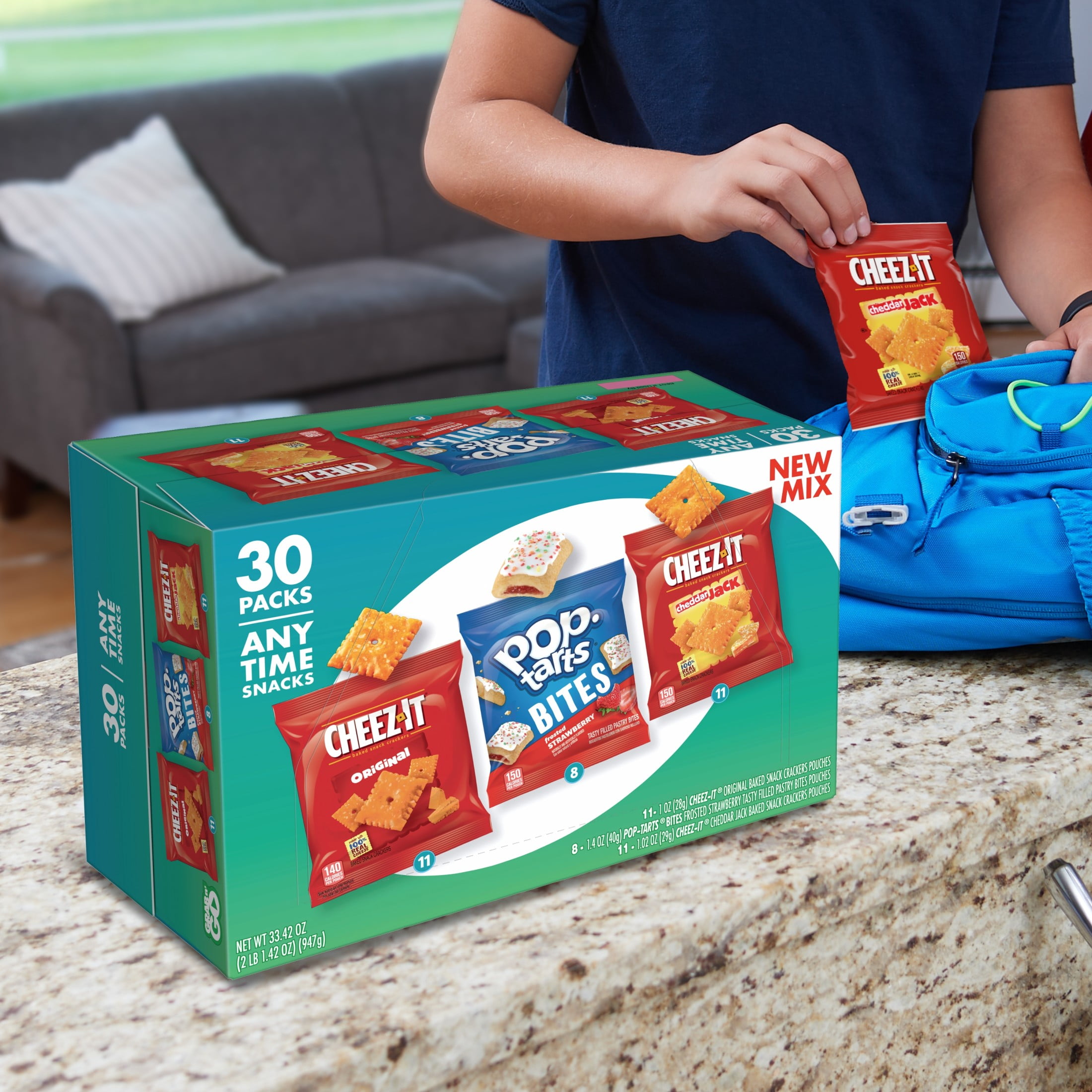 Cheez-It & Pop-Tarts Grab 'N Go Variety Pack Lunch Snacks, 33.42 oz 30 Count