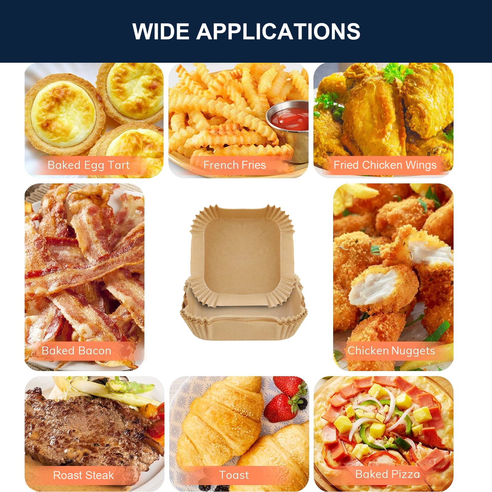 500 PCS 6.3 Inch Disposable Air Fryer Disposable Baking Paper Liners, Square Oil-proof Non-Stick Parchment Paper Liners Fit 2-5QT for Airfryer Microwave Oven Frying Pan