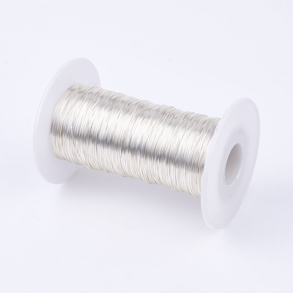 500gs Eco-Friendly Round Copper Wire Copper Beading Wire for Jewelry Making Long-Lasting Plated Silver 22 Gauge 0.6mm about 721.78 Feet(220m)/500g