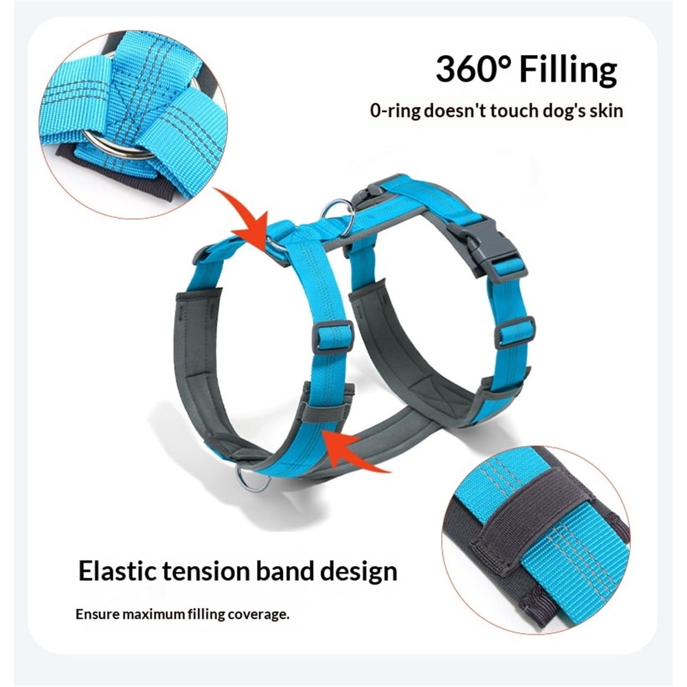 Pet No Pull Dog Harness, Adjustable Nylon Harness with Soft Padding, Reflective and Heavy Duty Dog Harness for Small, Medium, Large Dogs(light blue, L)