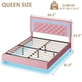 thumbnail image 5 of 4 EVER WINNER Queen Floating Bed Frame with LED Lights, LED Upholstered&nbsp;Platform Bed Frame with Diamond Tufted Headboard, Pink LED Bed Frame for Bedroom, Pink, 5 of 6