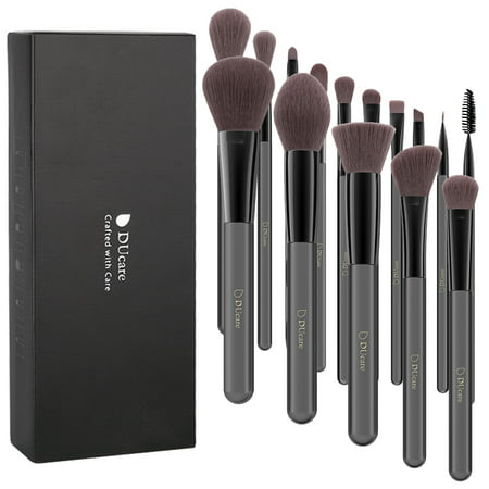 DUcare Makeup Brush Set 15pcs Premium Synthetic Foundation Powder Concealers EyeShadow Blending (Best Synthetic Foundation Brush)