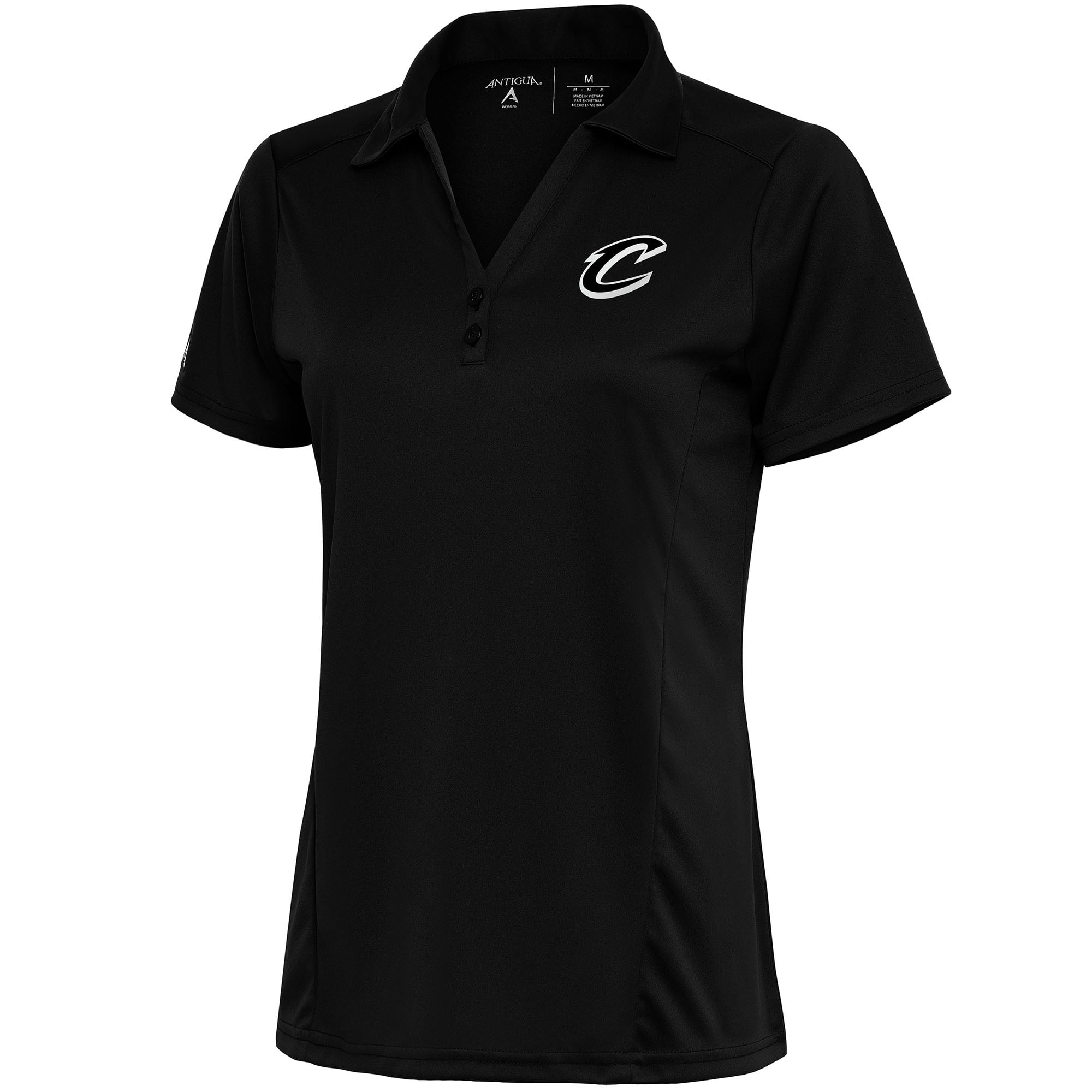 Women's Antigua Black Cleveland Cavaliers Brushed Metallic Tribute Polo