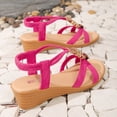 thumbnail image 6 of AOMPMSDX Sandals Women Comfortable Ladies Summer Retro Bohemian Style Beaded Milled Velvet Open Toe Beach Outwear Plus Size Sandals Hot Pink Bathroom Sandals 38, 6 of 9
