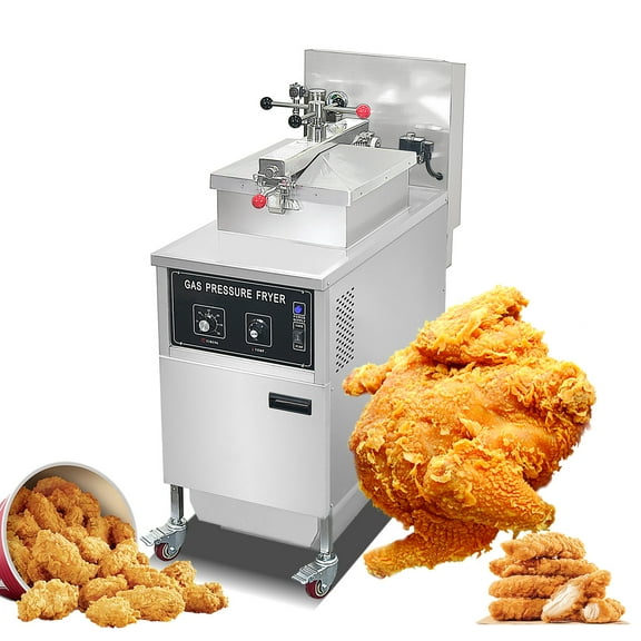 Kolice Commercial 25L Natrual Gas Pressure Fryer, Chicken Fryer Pressure Deep Fryer with Oil Filtration System for Fast Food Restaurant, Snack Bars