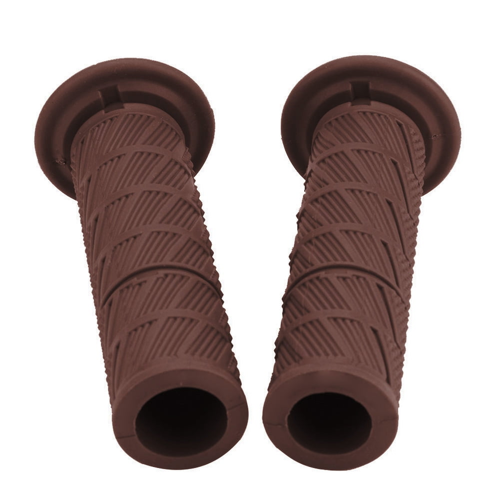 Poignées De Guidon De Moto Vintage - 22mm - Antidérapantes, Avec Embouts En Aluminium - Lot De 2 (Marron Foncé)
