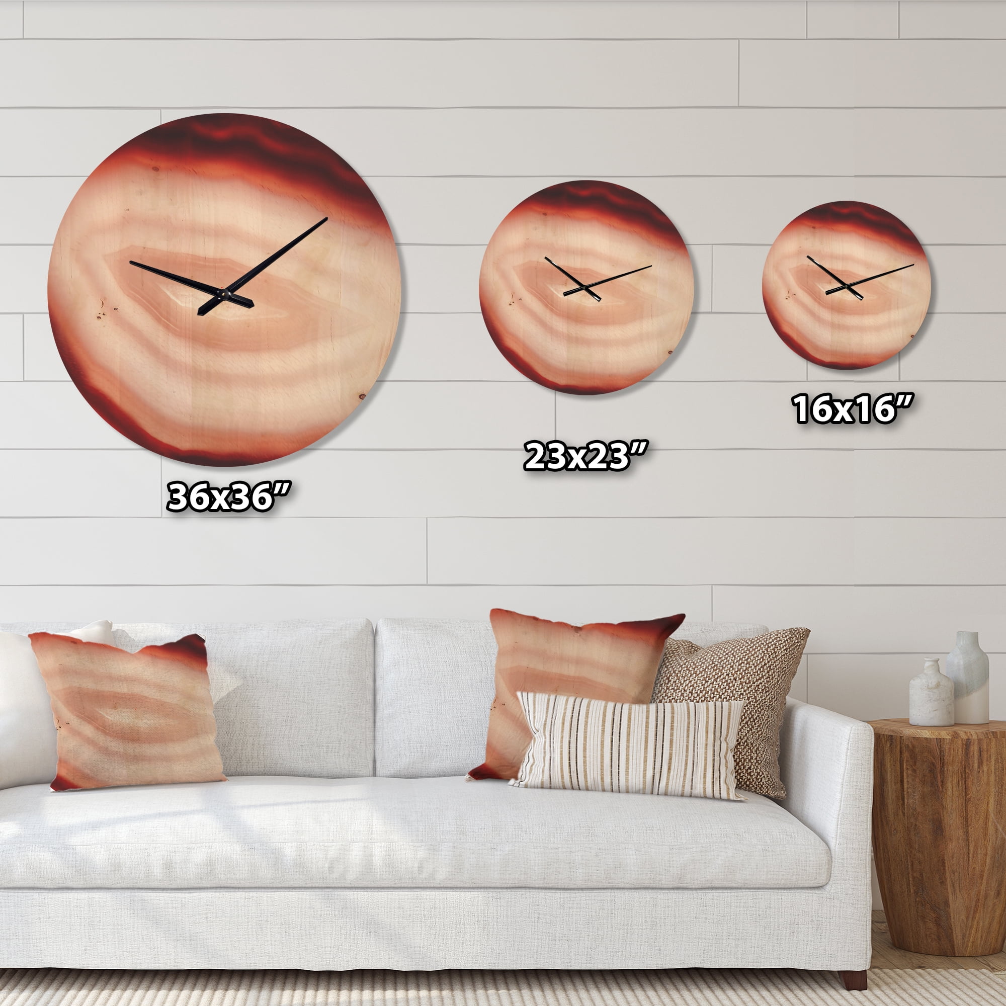 Designart 'Chalcedony Geological Crystal With Agate' Modern Wood Wall Clock