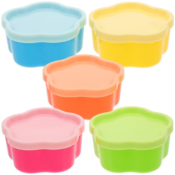5 cajas de plástico reutilizables para aderezos de ensaladas, recipientes para aperitivos, vasos para condimentos y salsas.