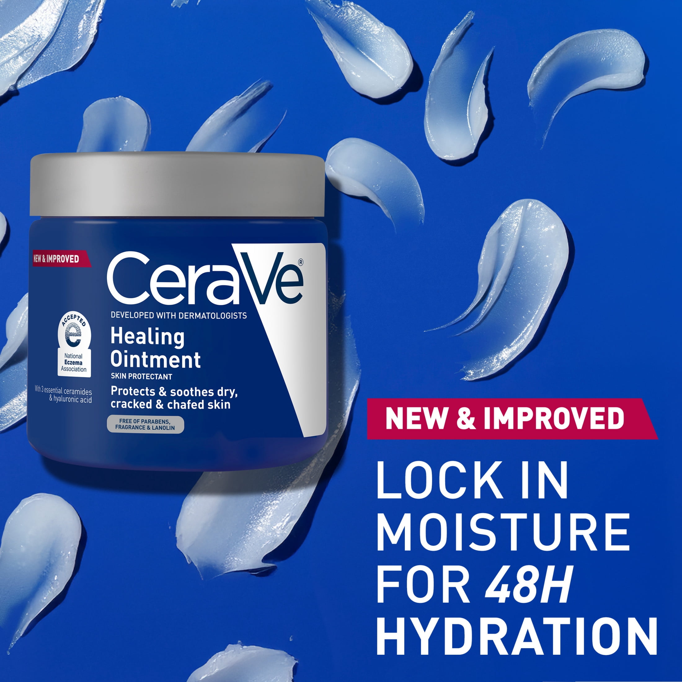 (3 pack) CeraVe Healing Ointment for Face & Body, Protects and Soothes Dry, Cracked, & Chafed Skin 12 oz