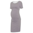 thumbnail image 7 of Pitauce Maternity Short Sleeve Bodycon Dress Pregnancy Crew Neck Side Ruched Dress Summer Casual Dresses for Daily Baby Shower, 7 of 7