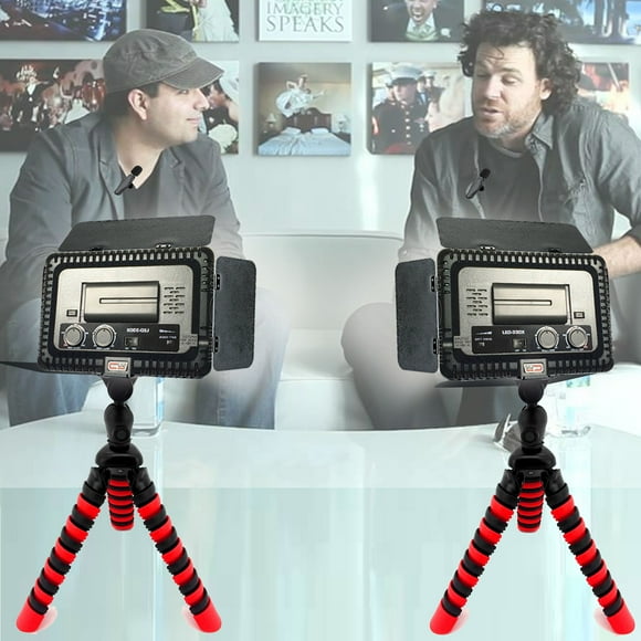 2-Person Wireless Lavelier Microphone Set 60 ft Range 2.4GHz Crystal Clear Audio + Powerfull LED Video Light on Triopod Best Bundle for Vloggers YouTubers and For Professional Zoom Google Skype Meetings